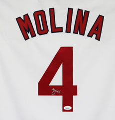 Yadier Molina St. Louis Cardinals Signed Autographed White #4 Custom Jersey JSA COA