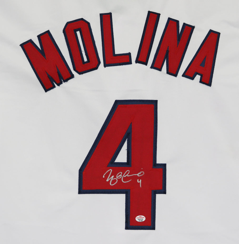 Yadier Molina St. Louis Cardinals Autographed White #4 Custom Jersey –