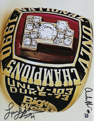 Larry Johnson and Anderson Hunt UNLV Rebels Signed Autographed 11" x 14" Championship Ring Photo Five Star Grading COA