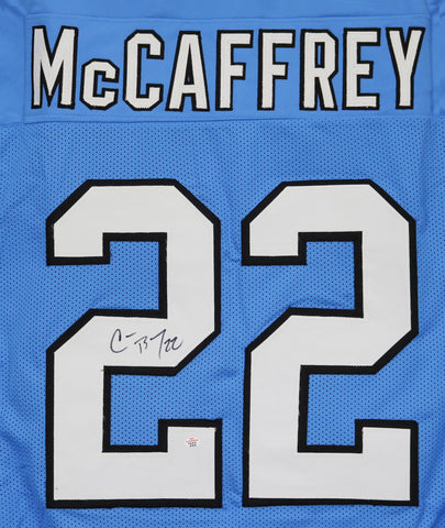 Christian McCaffrey Carolina Panthers Signed Autographed Blue #22 Custom Jersey PAAS COA