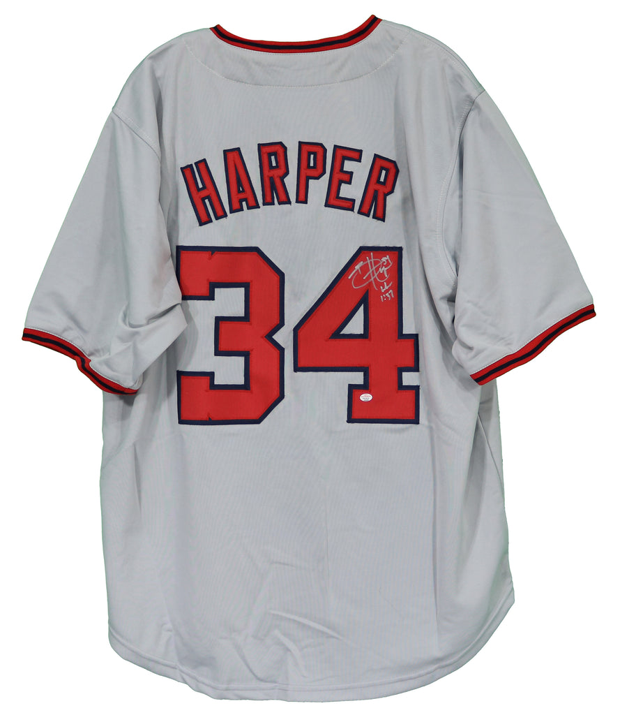 Bryce Harper Washington Nationals Autographed Gray #34 Custom Jersey