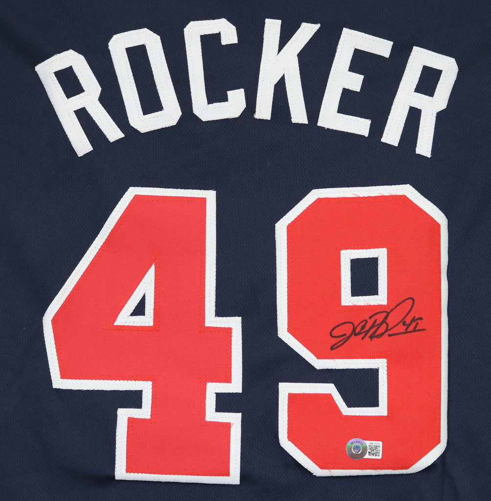 John Rocker Atlanta Braves Autographed Blue Custom Jersey Beckett COA –