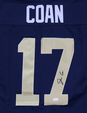 Jack Coan Notre Dame Fighting Irish Signed Autographed Blue #17 Custom Jersey JSA Witnessed COA