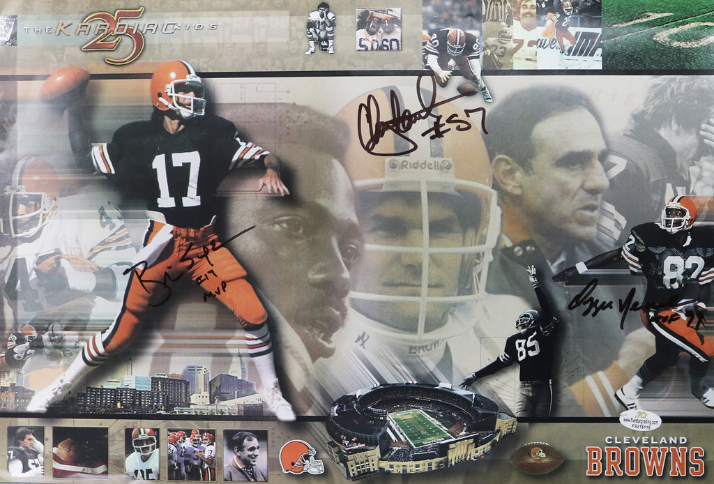 Brian Sipe, Ozzie Newsome, Clay Matthews Browns Signed 17-3/8x12 Photo –