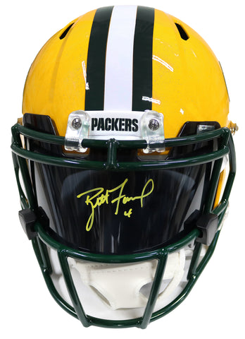 Brett Favre Green Bay Packers Signed Autographed Football Visor with Riddell Full Size Speed Replica Football Helmet Heritage Authentication COA