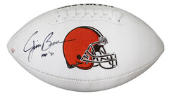 Jim Brown Cleveland Browns Signed Autographed White Panel Logo Football PAAS COA