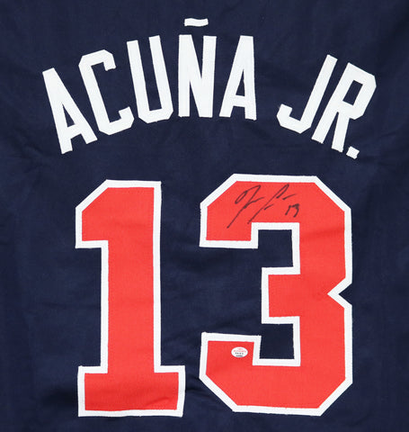 Ronald Acuna Jr. Atlanta Braves Signed Autographed Dark Blue #13 Custom Jersey PAAS COA