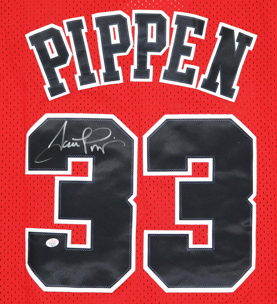 Scottie Pippen Signed Bulls 35 x 43 Custom Framed Jersey (PSA COA)