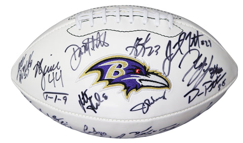 Baltimore Ravens 2015 Team Signed Autographed White Panel Logo Football Authenticated Ink COA - Flacco Tucker