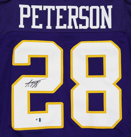 Adrian Peterson Minnesota Vikings Signed Autographed Purple #28 Custom Jersey Global COA