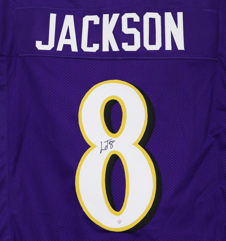 Lamar Jackson Baltimore Ravens Signed Autographed Purple #8 Custom Jersey PAAS COA