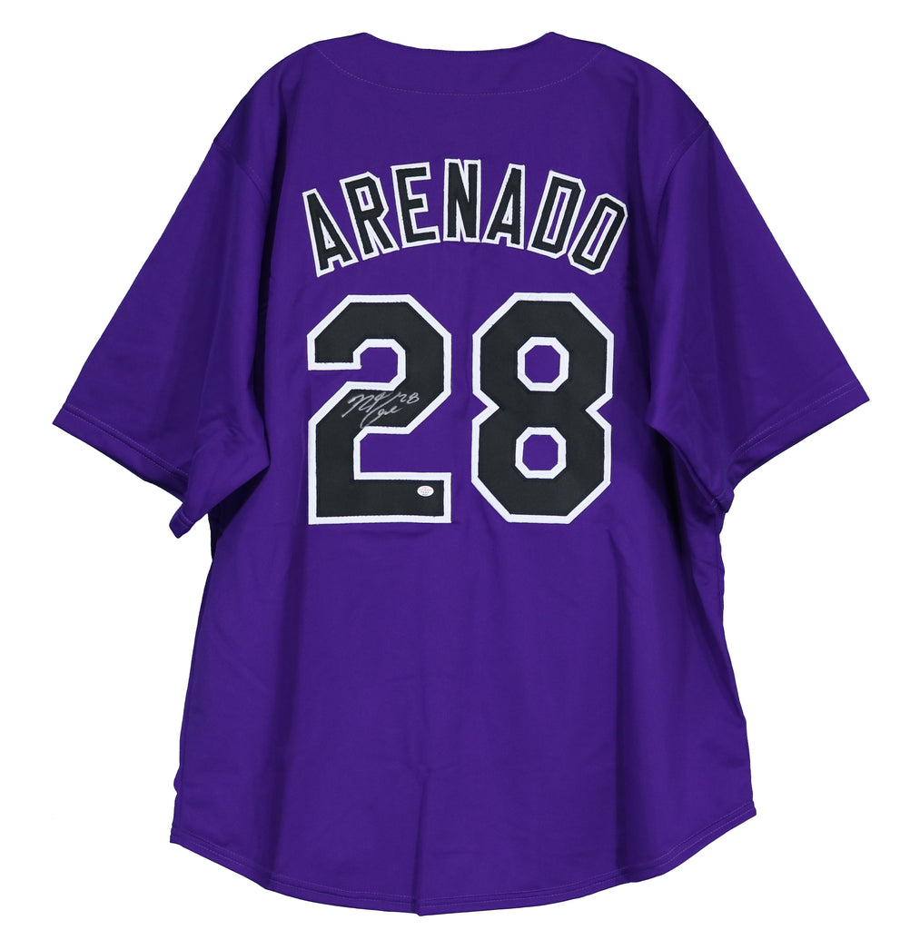 Nolan Arenado Colorado Rockies Signed Autographed Purple Custom Jersey –