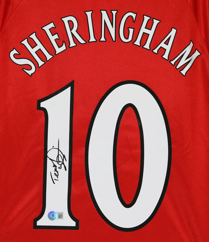 Teddy Sheringham Signed Autographed Manchester United Red #10 Jersey Beckett Certification
