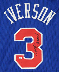 Allen Iverson Philadelphia 76ers Signed Autographed Blue #3 Custom Jersey THE ANSWER PAAS COA