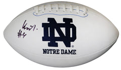 Kevin Austin Jr. Notre Dame Fighting Irish Signed Autographed White Panel Logo Football PSA In the Presence COA