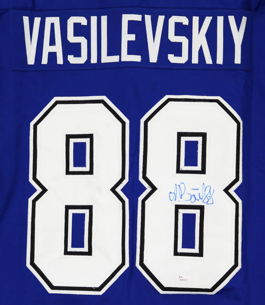 Adidas Tampa Bay Lightning No88 Andrei Vasilevskiy Blue Home Authentic USA Flag Stitched Youth NHL Jersey