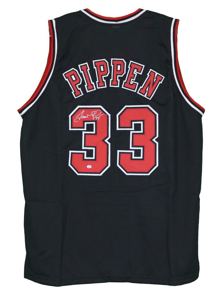 Scottie Pippen Autographed Hand Signed Custom Framed Black Chicago Bulls  Jersey
