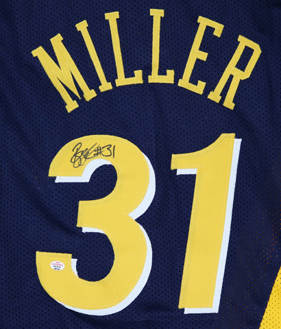 Reggie Miller Indiana Pacers Signed Autographed Navy and Gold Throwback #31 Custom Jersey PAAS COA