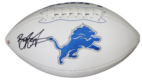 Barry Sanders Detroit Lions Signed Autographed White Panel Logo Football PAAS COA