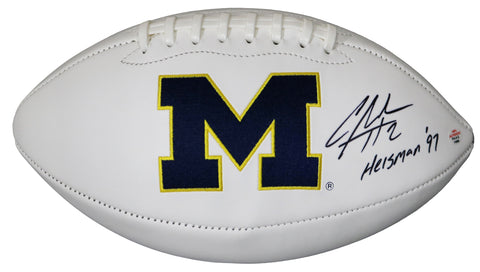 Charles Woodson Michigan Wolverines Signed Autographed White Panel Logo Football PAAS COA