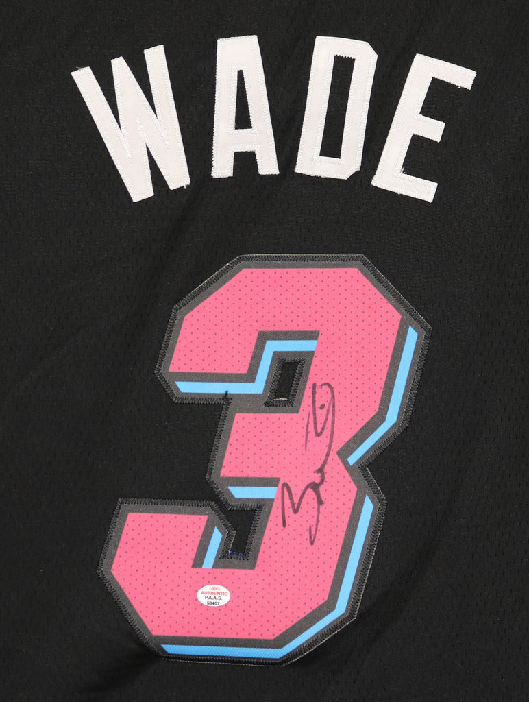 Framed Facsimile Autographed Dwyane Wade 33x42 Miami Black Vice