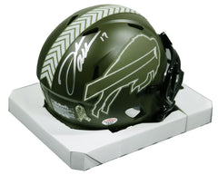 Josh Allen Buffalo Bills Signed Autographed Football Salute to Service Mini Helmet PAAS COA