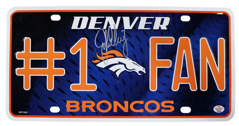 John Elway Denver Broncos Signed Autographed #1 FAN License Plate PAAS COA