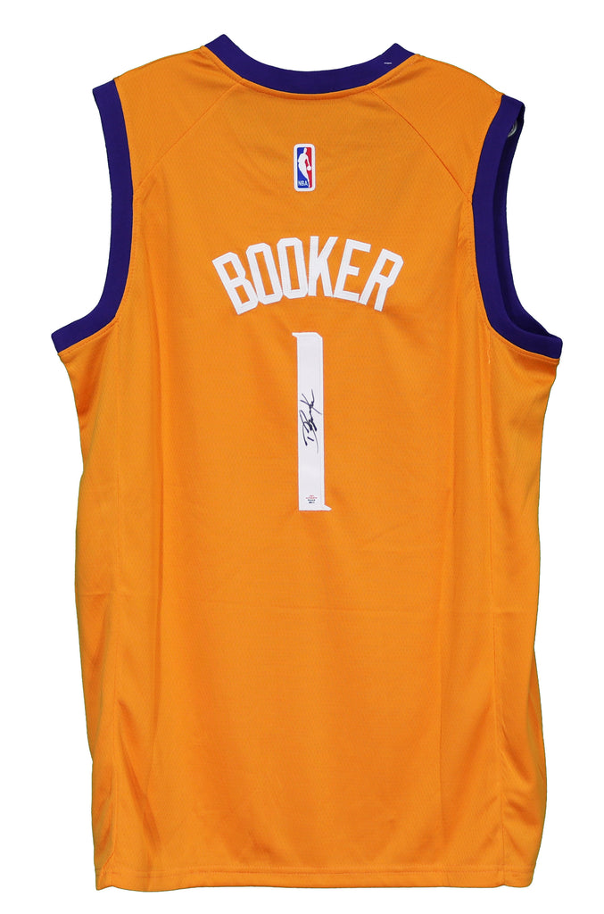 Devin Booker Phoenix Suns Signed Autographed Orange #1 Jersey JSA COA