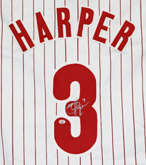 Bryce Harper Philadelphia Phillies Signed Autographed White Pinstripe #3 Custom Jersey PAAS COA