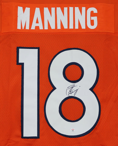 Peyton Manning Denver Broncos Signed Autographed Orange #18 Custom Jersey PAAS COA - SPOT