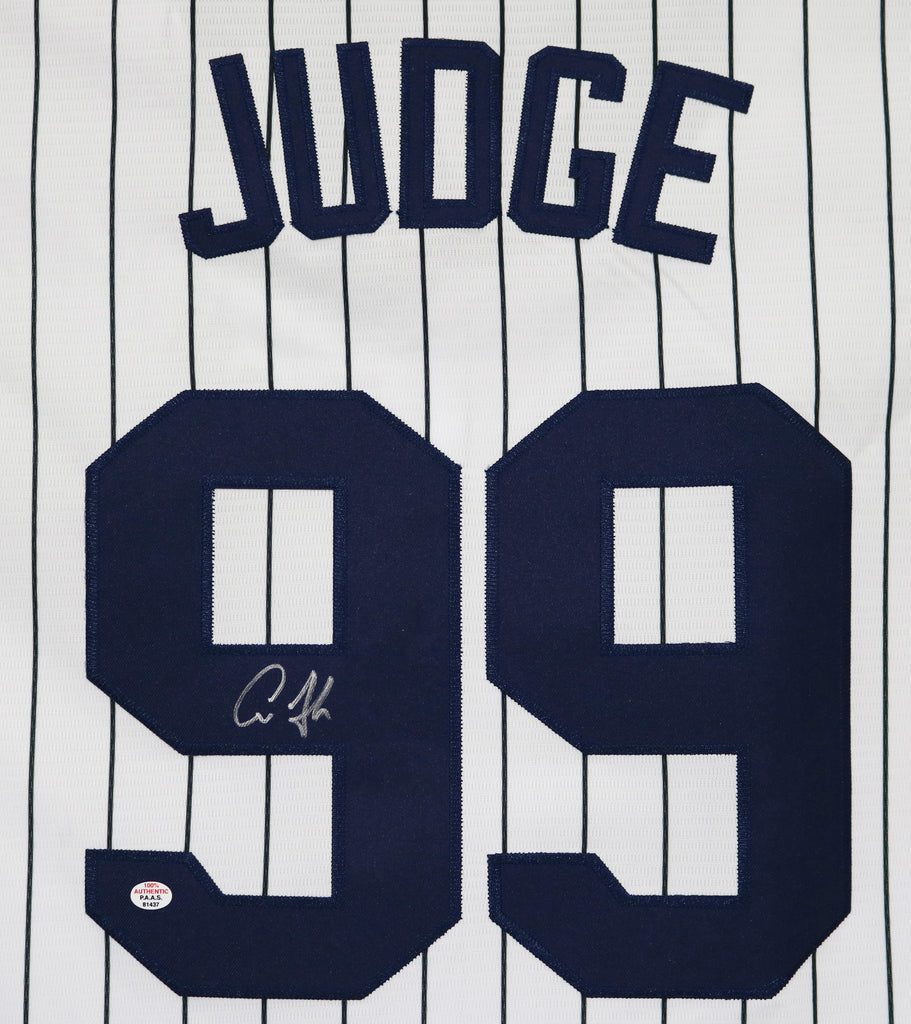 Shirts, Aaron Judge 99 New York Yankees White Pinstripe Stitched Jersey  Nwt