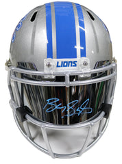 Barry Sanders Detroit Lions Signed Autographed Football Visor with Riddell Full Size Speed Replica Football Helmet Heritage Authentication COA