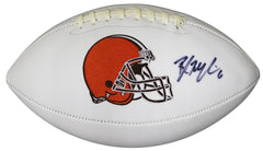 Baker Mayfield Cleveland Browns Signed Autographed White Panel Logo Football CAS COA