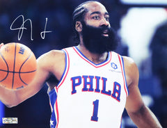 James Harden Philadelphia 76ers Signed Autographed 8-1/2" x 11" Dribbling Photo Heritage Authentication COA