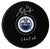 Grant Fuhr Edmonton Oilers Signed Autographed Oilers Logo NHL Hockey Puck Global COA with Display Holder