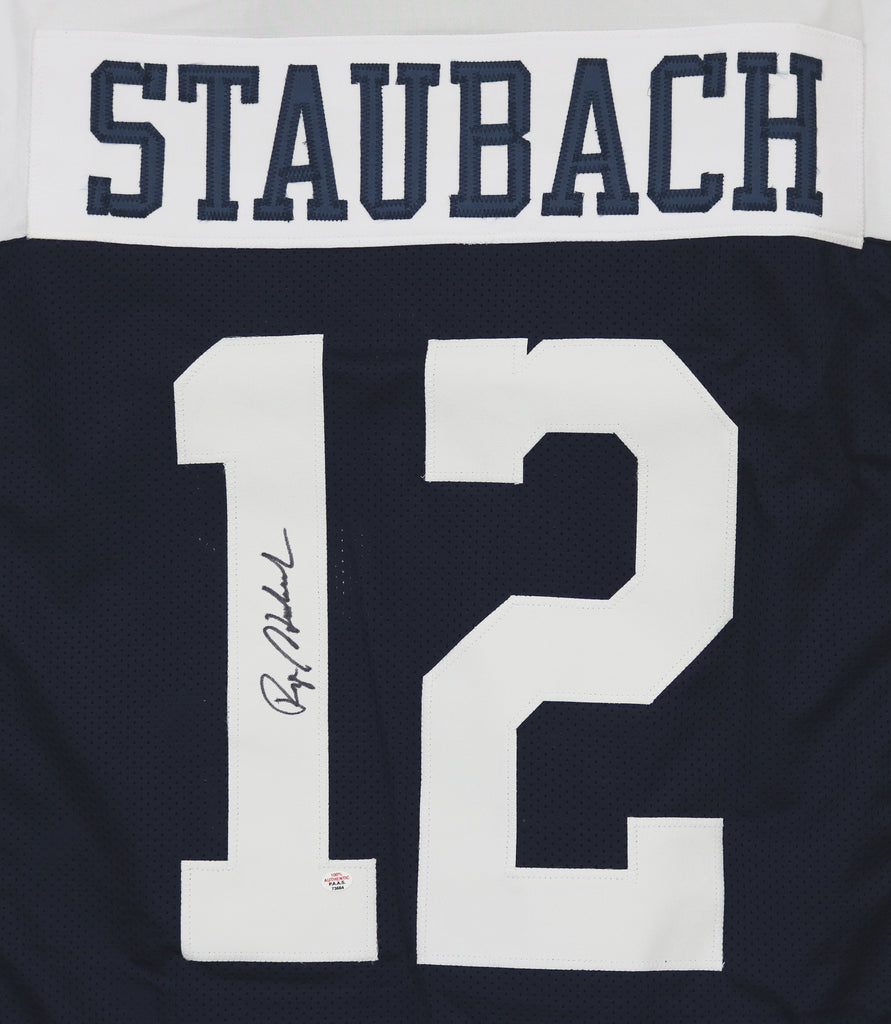 Roger Staubach Dallas Cowboys Autographed Throwback #12 Custom Jersey –