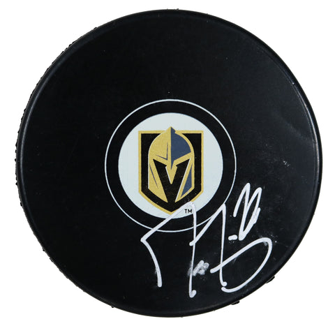 Marc-Andre Fleury Vegas Golden Knights Signed Autographed Golden Knights Logo NHL Hockey Puck Global COA with Display Holder