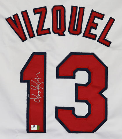 Omar Vizquel Cleveland Indians Signed Autographed White #13 Custom Jersey Witnessed Global COA