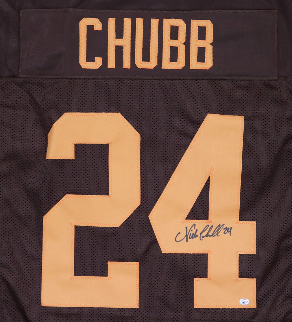 Nick Chubb Cleveland Browns Signed Autographed Brown #24 Custom Jersey –
