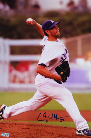 Clayton Kershaw Los Angeles Dodgers Signed Autographed 17" x 11" Pitching Photo Heritage Authentication COA