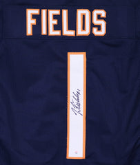 Justin Fields Chicago Bears Signed Autographed Navy Blue #1 Custom Jersey PAAS COA