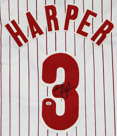 Bryce Harper Philadelphia Phillies Signed Autographed White Pinstripe #3 Custom Jersey PAAS COA