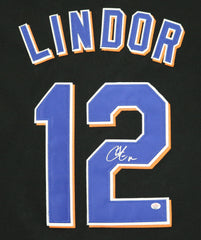 Francisco Lindor New York Mets Signed Autographed Black #12 Jersey PAAS COA