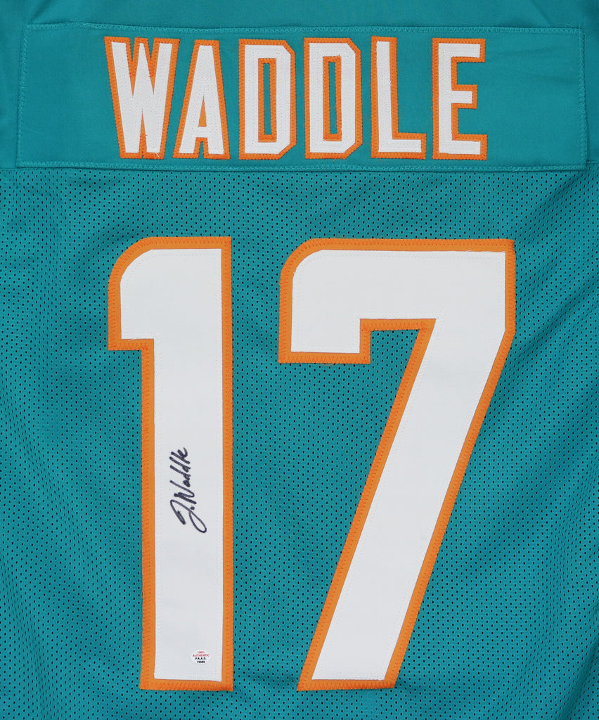 Jaylen Waddle Miami Dolphins Signed Autographed Aqua #17 Custom
