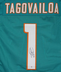 Tua Tagovailoa Miami Dolphins Signed Autographed Aqua #1 Custom Jersey PAAS COA