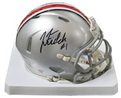 Justin Fields Ohio State Buckeyes Signed Autographed Football Mini Helmet PAAS COA