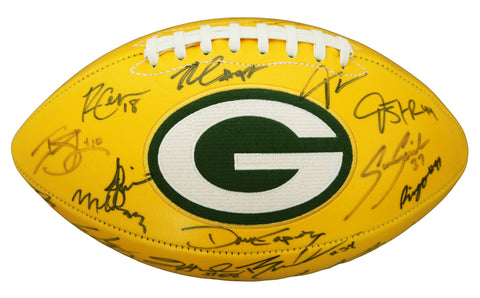 Green Bay Packers 2016 Team Signed Autographed Yellow Panel Logo Football Authenticated Ink COA Rodgers Adams