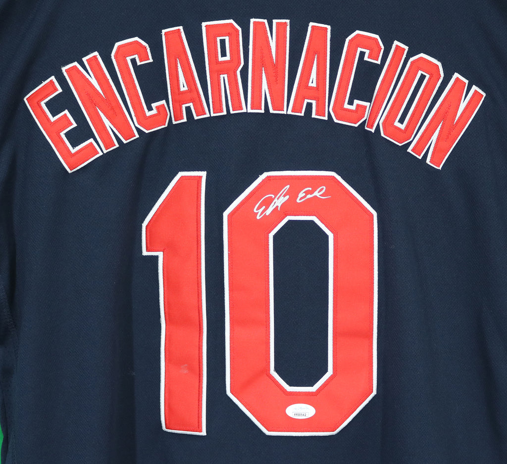 Edwin Encarnacion Cleveland Indians Autographed White #10 Jersey JSA –