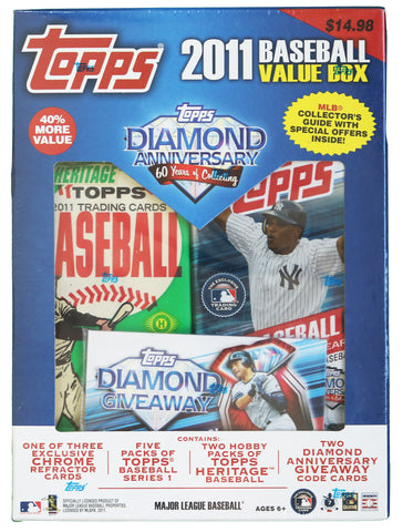 2011 Topps Baseball Sealed Value Box with Five Packs Series 1 and Two Hobby Heritage Packs