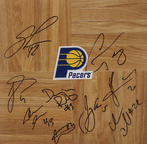 Indiana Pacers 2014-15 Team Signed Autographed Basketball Floorboard